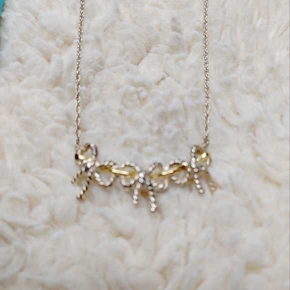 Tiffany & Co. Triple Bows Silver & 18k Gold Necklace - Picture 10 of 14